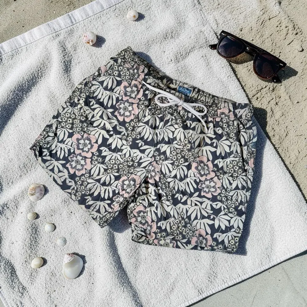 J. Crew Men's Medium Swimwear Multicolored Tropical Print Swimming Trunks Shorts